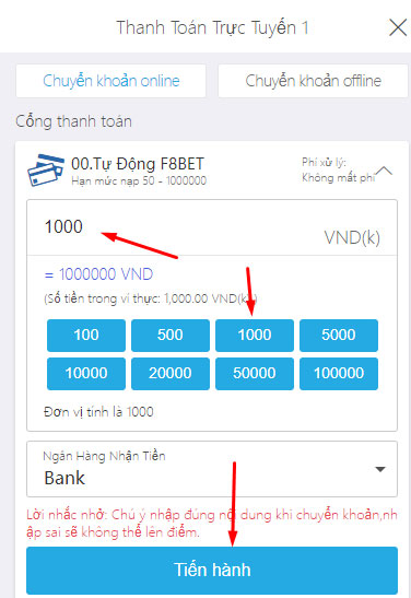 nạp tiền thanh toán trực tuyến f8bet