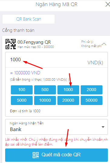 gửi tiền f8bet mã qr code